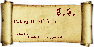 Bakay Hilária névjegykártya